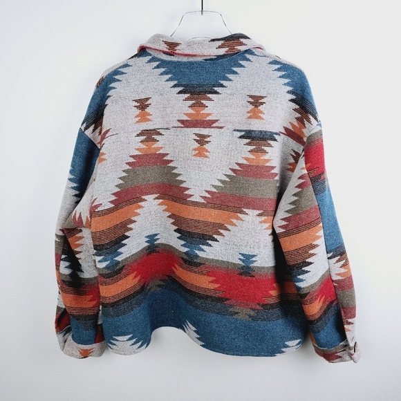 Emery Rose Geo Print Aztec Drop Shoulder Shacket Jacket XL - Picture 5 of 9